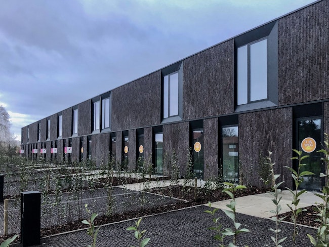 Nieuwbouw houtskelet woningen op de site van de Chocoladefabriek in Tongeren