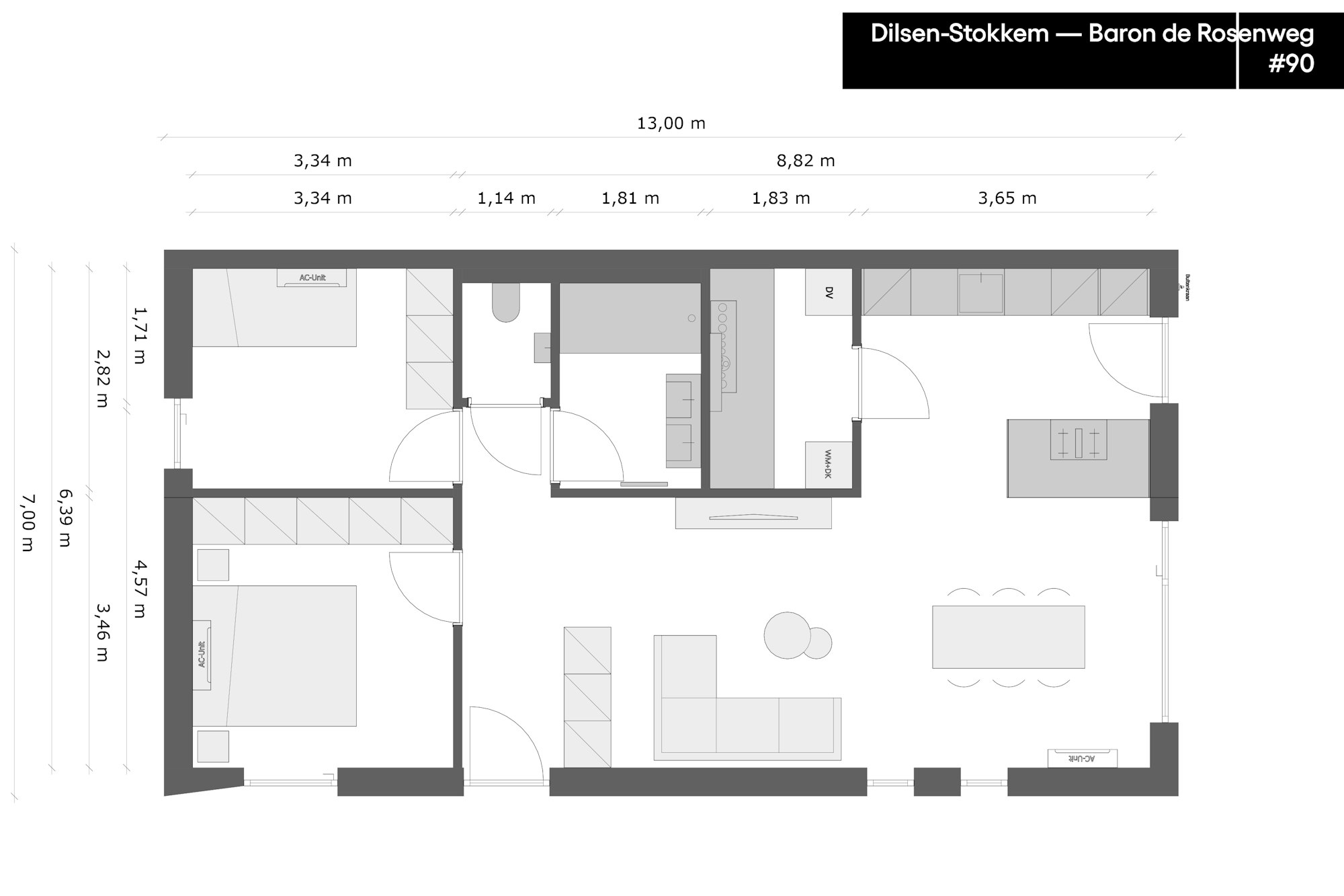 grondplan houtskeletbouw prefab woning Skilpod #90 in Dilsen-Stokkem