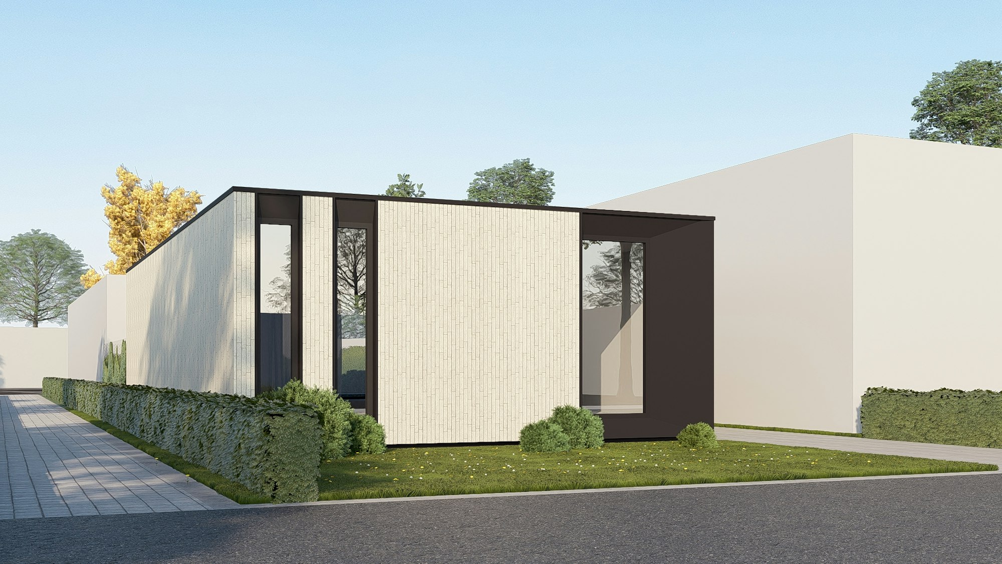 Nieuwbouw houtskelet woningen van Skilpod in Dilsen-Stokkem, 2 slaapkamers 91m2