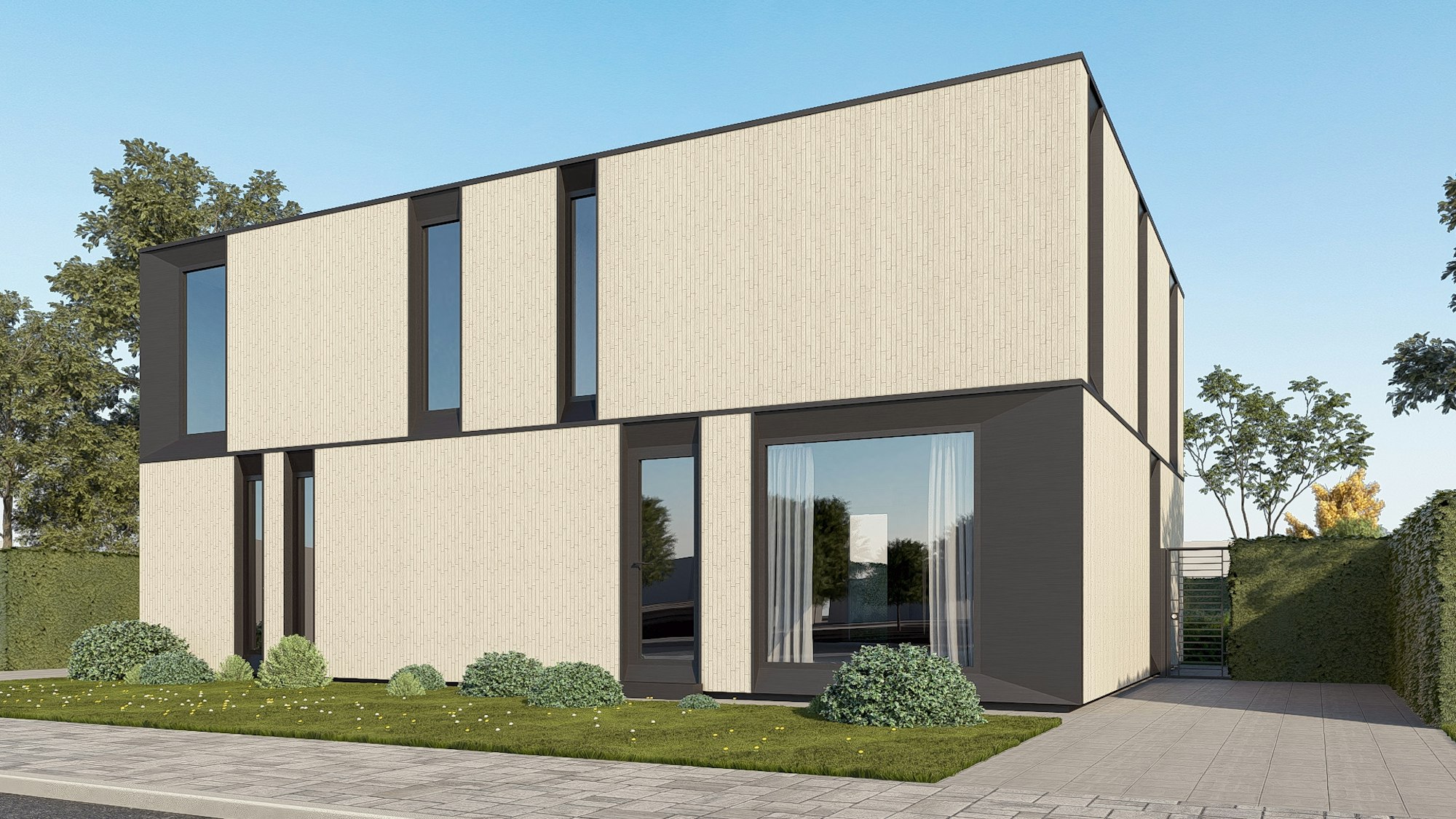 Nieuwbouw houtskelet woningen van Skilpod in Bilzen, 3 slaapkamers 140m2