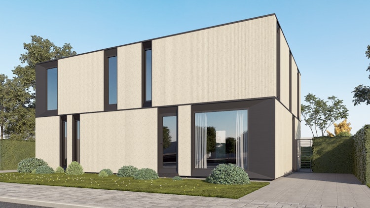 Nieuwbouw houtskelet woningen van Skilpod in Bilzen, 3 slaapkamers 140m2