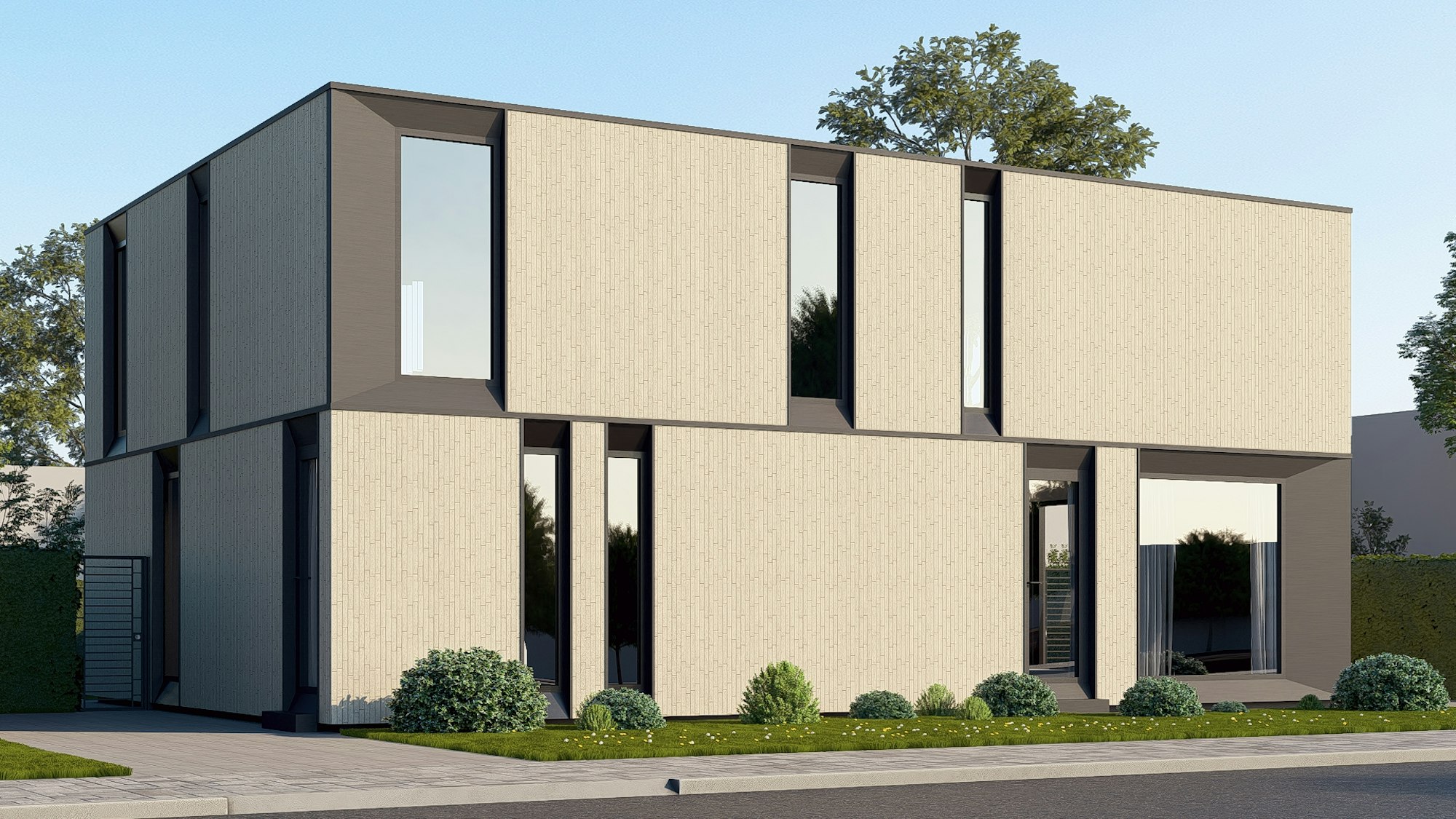 Nieuwbouw houtskelet woningen van Skilpod in Bilzen, 3 slaapkamers 140m2