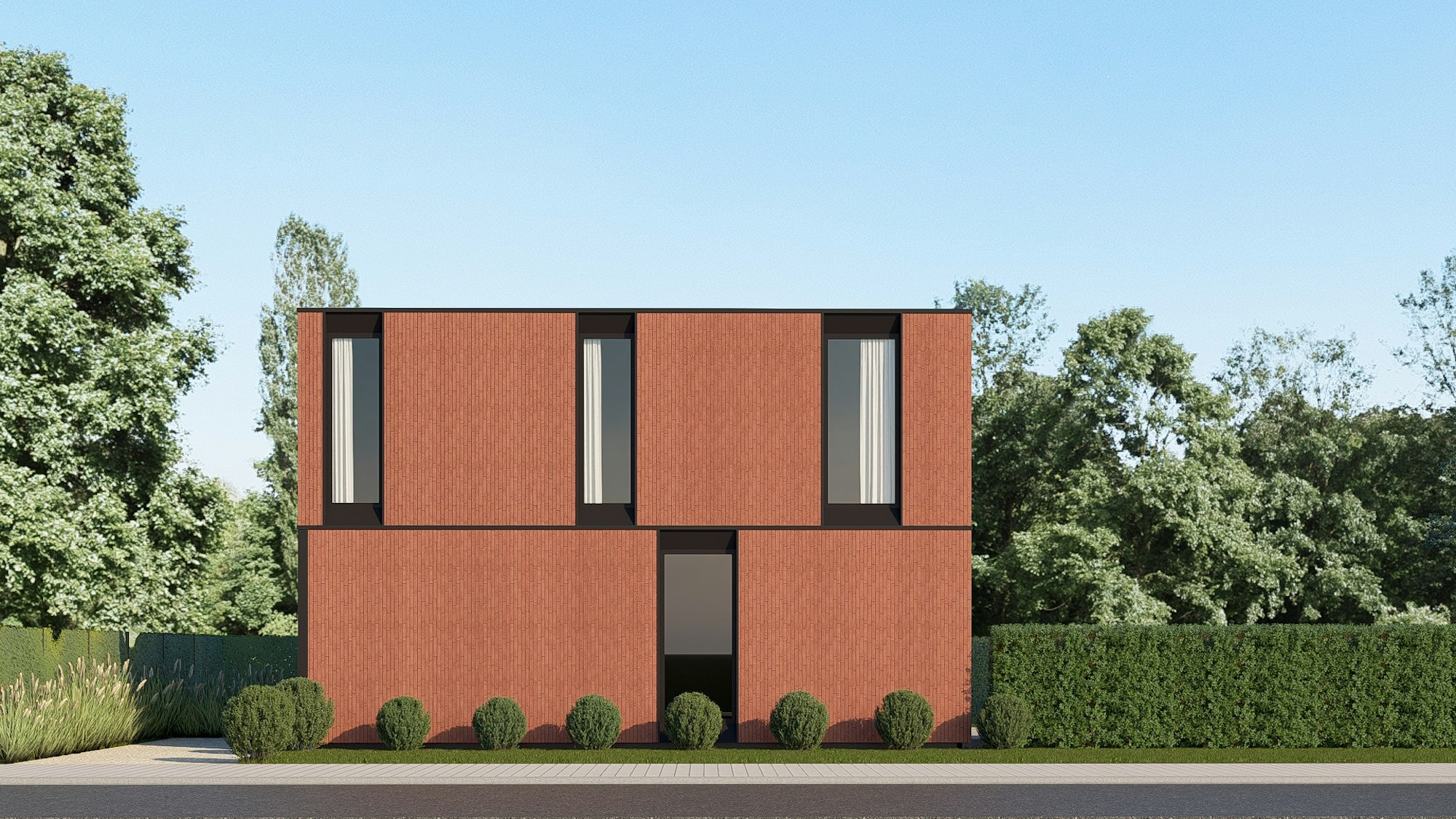 Nieuwbouw houtskelet woningen van Skilpod in Hoeselt, 3 slaapkamers 140m2