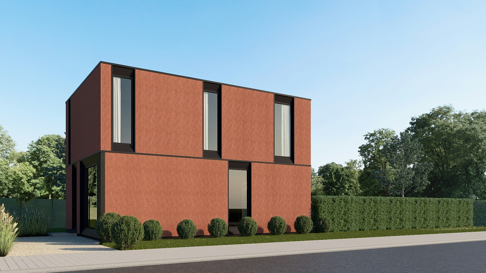 Nieuwbouw houtskelet woningen van Skilpod in Hoeselt, 3 slaapkamers 140m2