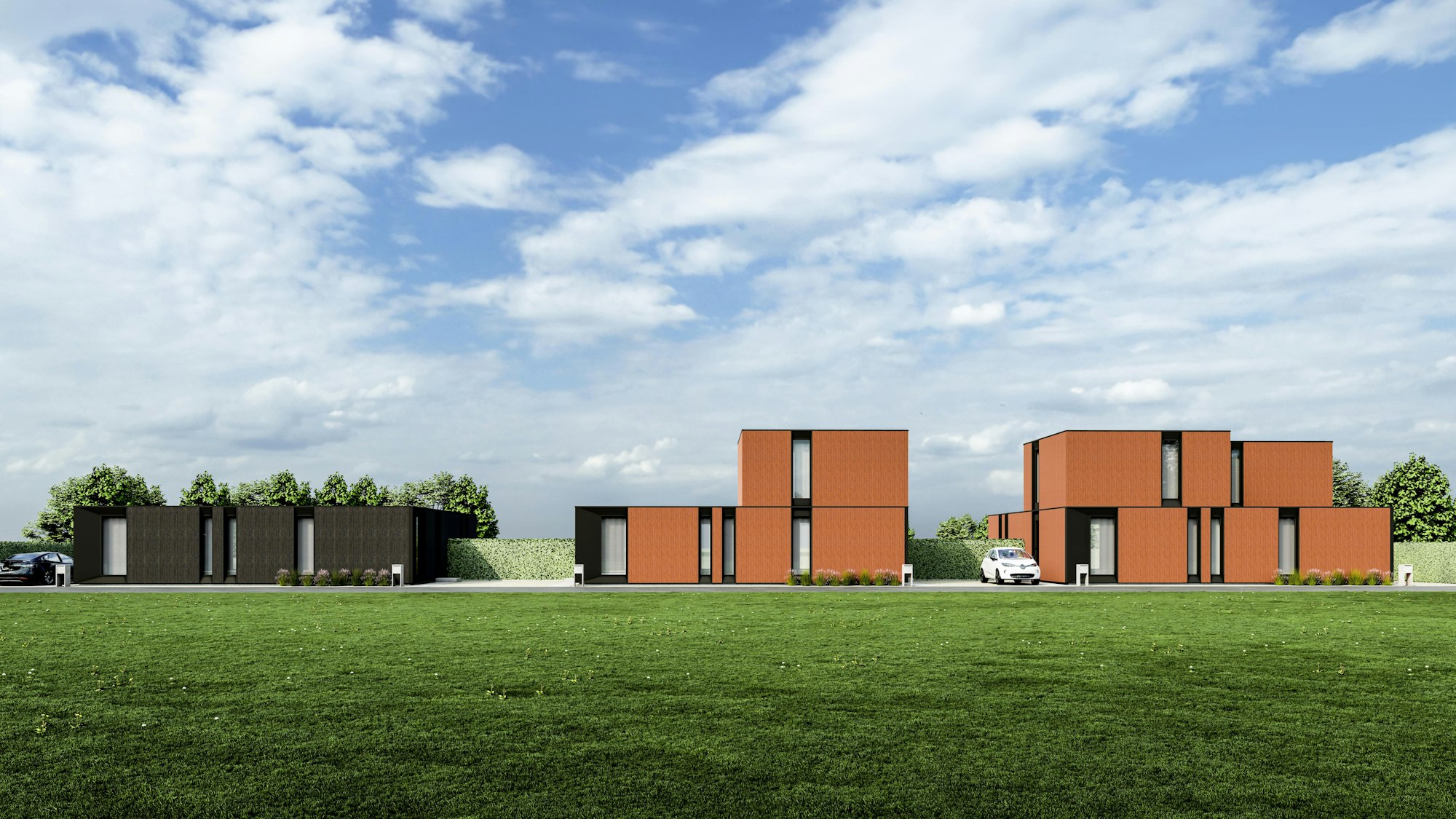 6 nieuwe houtskeletbouw woningen van Skilpod in Gingelom