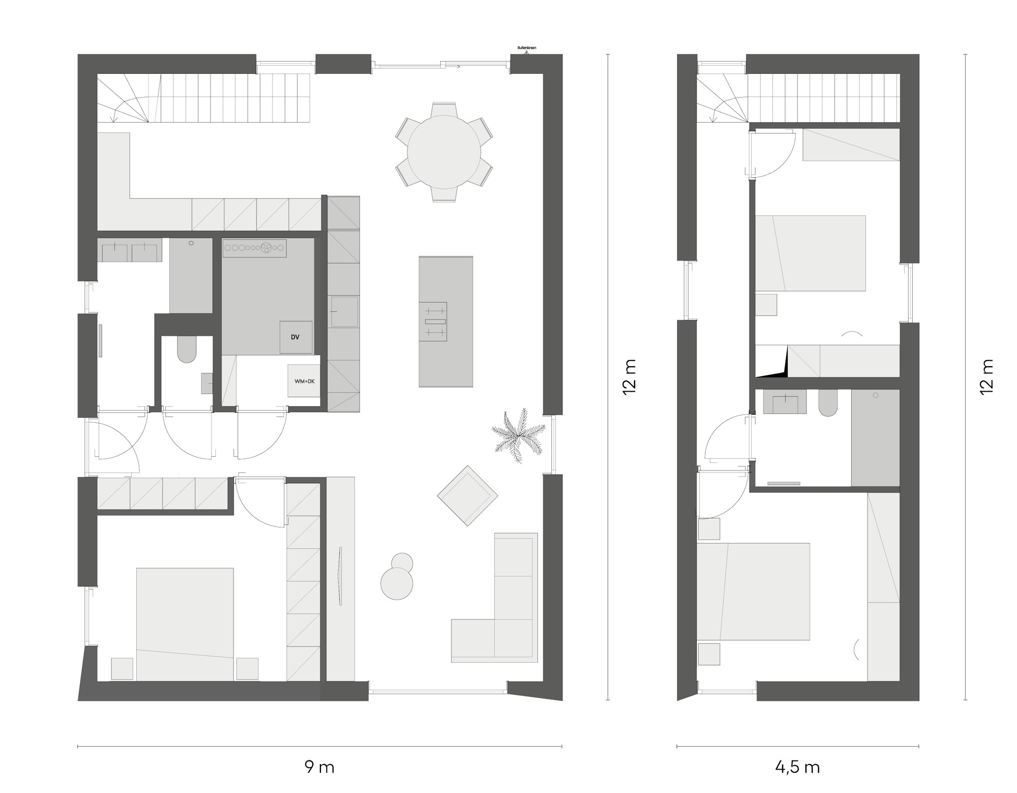 Plan Skilpod #160, 3 slaapkamers over twee verdiepingen